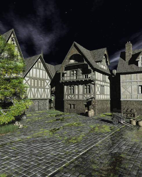 istock Mediaeval Street on a Bright Moonlit Night 1709669868