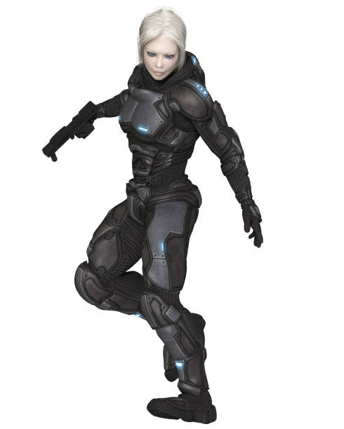 istock Future Soldier, Blonde Female, Turning Around 1709669882