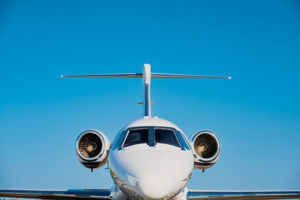 istock Small business jet seen head-on. 1709676402