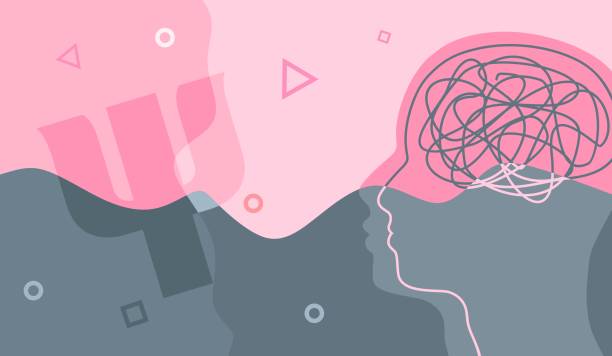 istock Psychotherapy, stress and psychosis. A man head in profile with a tangled ball of nerves, scribbles symbolizing a depressed state of a person. Psychological help. Personality disorder and depression 1709683055