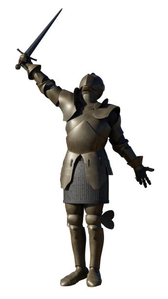 istock Medieval Knight in Bronze Colour Armour in a Victory Pose 1709775455