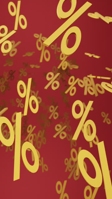Animated sales background with golden percent discount pattern
