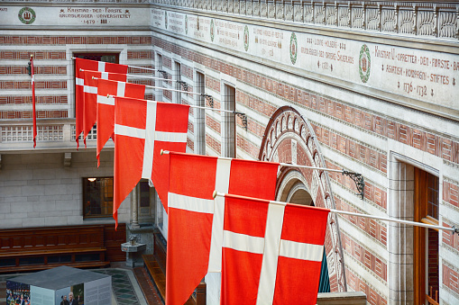 Interior of the Main Hall in Copenhagen City Hall (Radhuspladsen), Denmark
