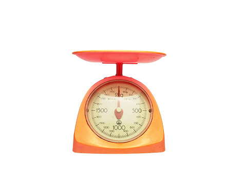 Analogue scales 2 kilograms isolated on a white background.