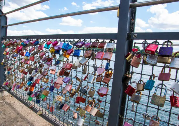 Locks at the bridge like sign of love  in Germany.