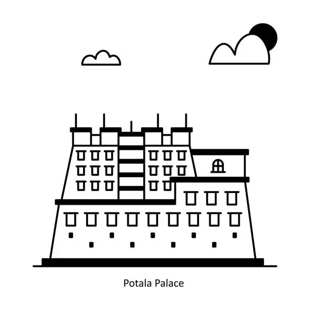 Vector illustration of Potala Palace  vector Solid  Design illustration. Symbol on White background EPS 10 File