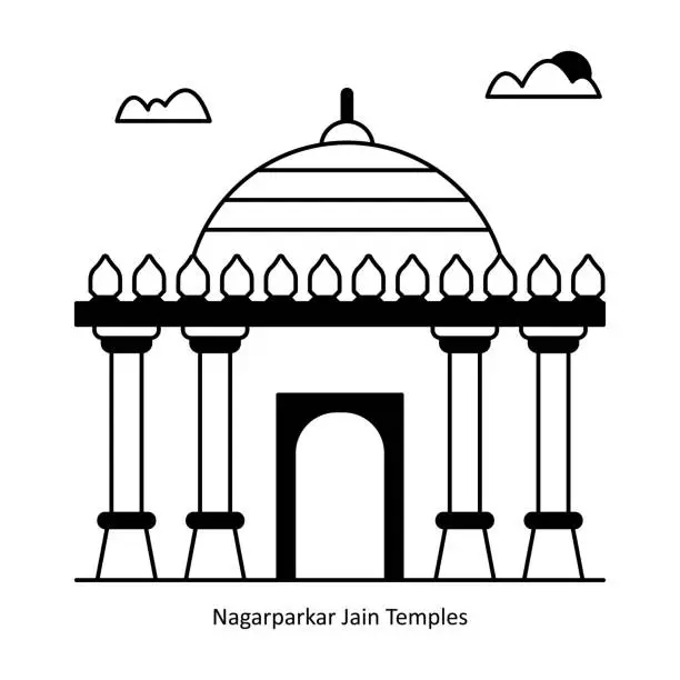Vector illustration of Nagarparkar Jain Temples vector Solid  Design illustration. Symbol on White background EPS 10 File
