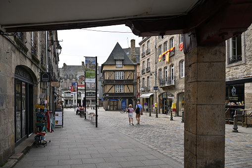 Dinan, France, September 8, 2023 - Place des Cordeliers in the medieval town of Dinan, Brittany, France.