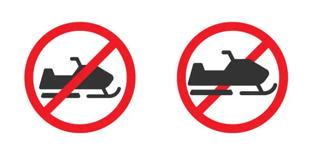 Vector illustration of Forbidden snowmobiles sign. Vector illustration.