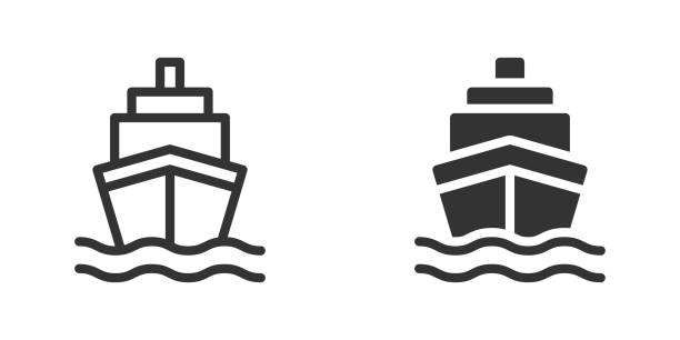 Ship icon isolated on a white background. Ship icon isolated on a white background cruise boat front view stock illustrations