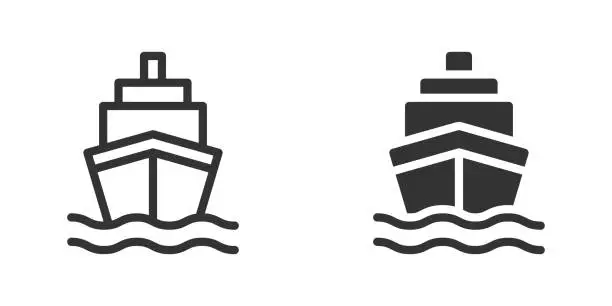 Vector illustration of Ship icon isolated on a white background.