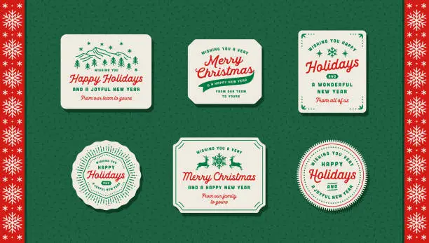 Vector illustration of Collection of  Holiday Christmas Labels and Badges