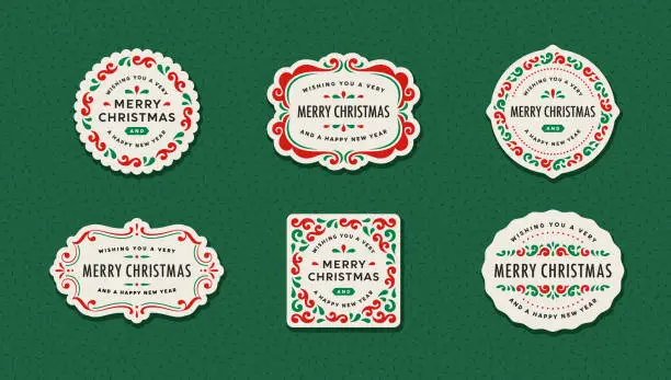 Vector illustration of Collection of  Christmas Labels and Badges