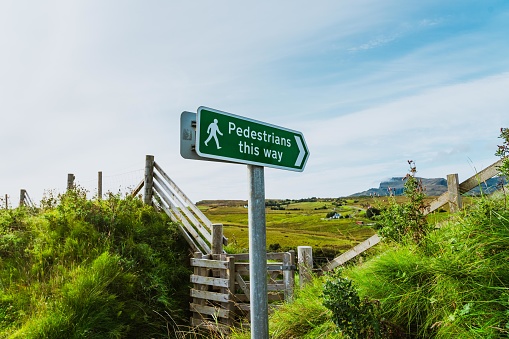 Footpath Sign with blue sky