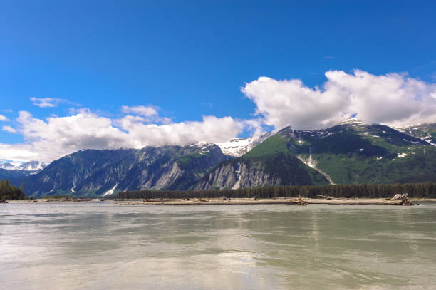 Lower Stikine river with Coast Mountains in British Columbia