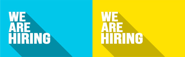 We are hiring job vacancy long shadow banner, poster and social media post template. business concept of search and recruitment. join our team announcement lettering in speech. Vector Illustration. We are hiring job vacancy long shadow banner, poster and social media post template. business concept of search and recruitment. employee profile template stock illustrations