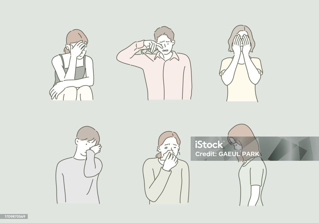 다양한 행동 슬픈 표정 사람들의 성격을 포즈 감정에 대한 스톡 벡터 아트 및 기타 이미지 - 감정, 낙서-드로잉, 남자 - iStock