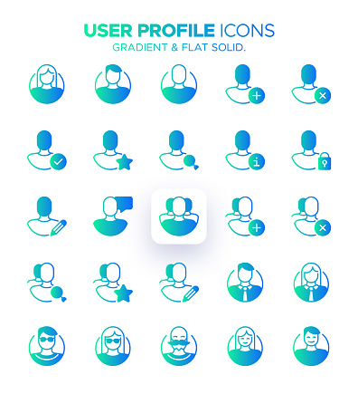 Explore a diverse collection of 25 unique user profile icons in this set. These avatar symbols represent a wide range of identities and characters, suitable for websites, applications, and social platforms. Choose from a variety of user icons to enhance your designs and user experiences.