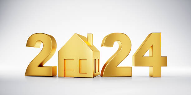 istock Golden symbol house with year 2024 1709890788