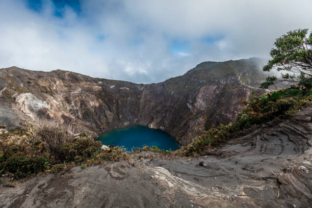volcano lake at irazu volcano in costa rica, central america.