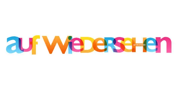 Vector illustration of AUF WIDERSEHEN (GOOD LUCK in German) colorful typography banner