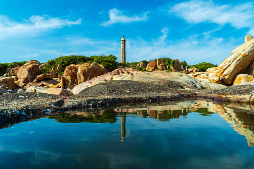 Ke Ga lighthouse reflection on the water - Ke Ga, Binh Thuan province, central Vietnam