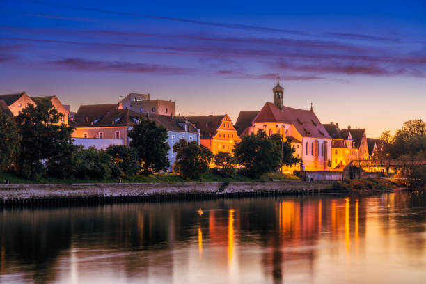 istock Regensburg cityscape during blue hour 1709945075