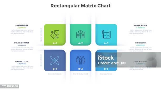 Graphics Matrix Table Matrix Chart With 6 Rectangular Cells Arranged In Rows And Columns ...
