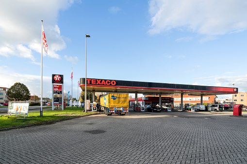 Sneek, Netherlands - November 2, 2018: Texaco gas station