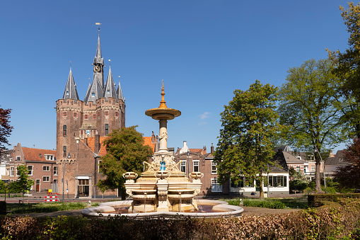 City gate - Sassenpoort, in the center of the Hanseatic city of Zwolle in Overijssel in the Netherlands.