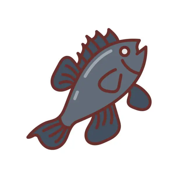 Vector illustration of Sea Bass icon in vector. Logotype