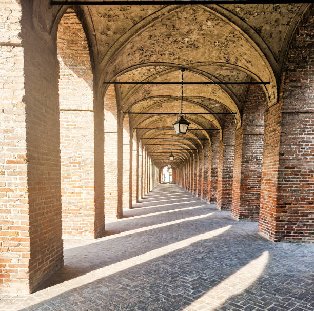 Colonnade in Sabbioneta.  Famous city in the province of Mantua for being a UNESCO heritage site