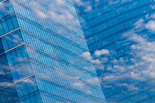 abstract shapes of modern building, with structural lines