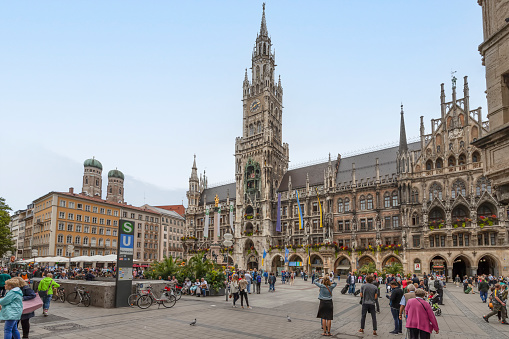 Munich, Germany, September 8, 2022; New Town Hall at Marienplatz Square in Munich, Bavaria, Germany.