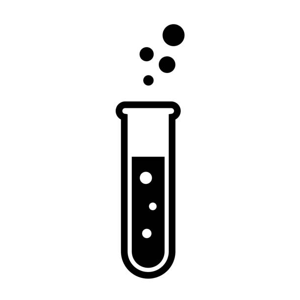 Glass test tube with chemical liquid vector icon Glass test tube with chemical liquid vector icon on white background test tube stock illustrations