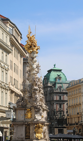 plague column is an memorial in WIEN VIENNA AUSTRIA in the inner city in Central Europe