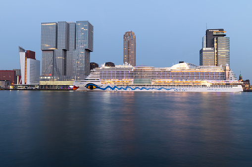 Rotterdam, Netherlands - April 19, 2018: AIDAperla at Cruise Terminal Rotterdam