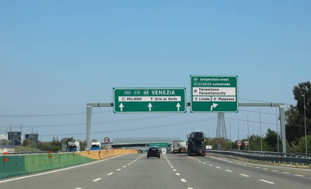 istock motorway junction with directions to the Italian cities and road junctions 1710206429