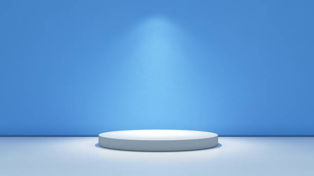 istock Round podium near the wall. 3d rendering 1710284446