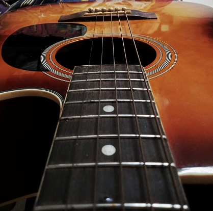 A brown guitar