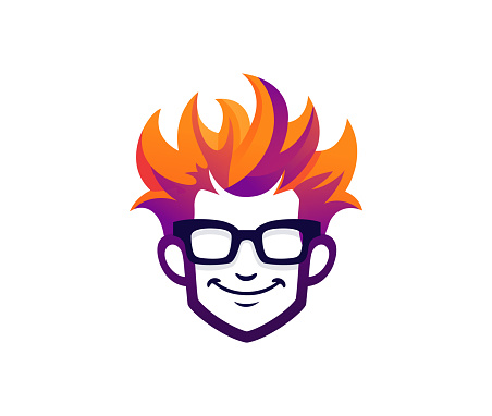 Geek colored Hair person icon vector illustration design template