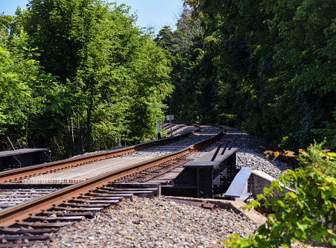 Train tracks through the woods in hunterdon county n.j