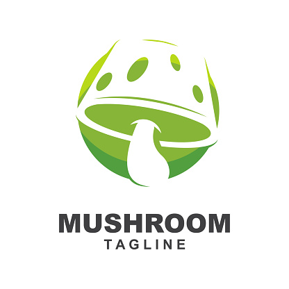 Mushroom Logo, Retro Minimalist Design, Food Vector, Mushroom Plant, Icon Illustration Symbol