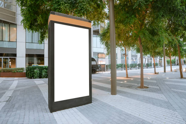 istock Blank electronic advertising poster with blank space screen for text message or promotional content, clear banner in urban setting, empty poster, public information billboard 1710511654