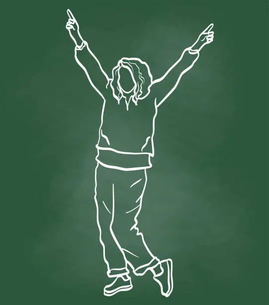 Vector illustration of Victory Dance Chalkboard