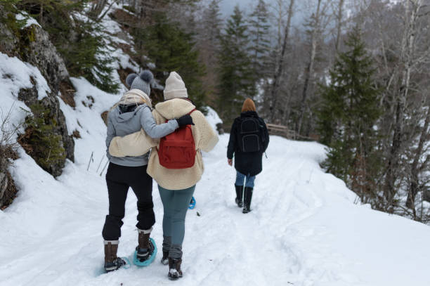 istock Friends on a hike through a snowy valley. 1710521131