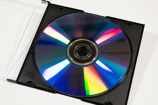 A CD DVD Box with disc isolated on white background