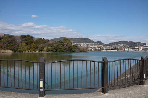 In January 2020, Kyoto cityscape seen from the top of Fushimi Yamato Shrine.