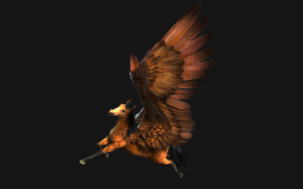 3D illustration of a fantasy horse isolated on black background with clipping path.
