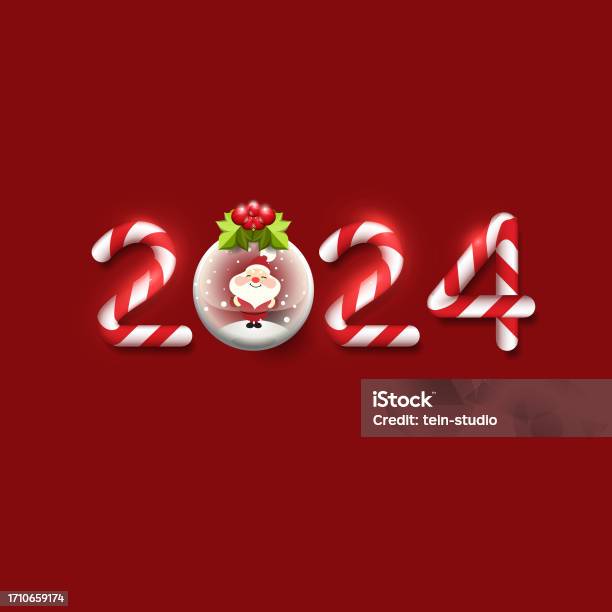 Vector Of Happy New Year 2025 With Santa Claus Stock Illustration